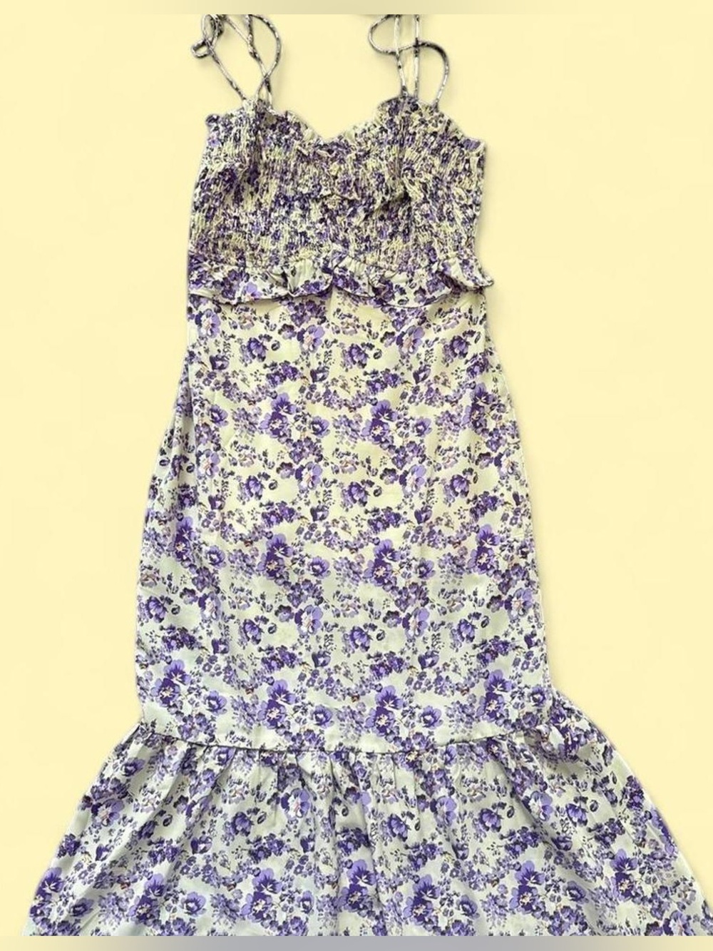 Purple Floral maxi Sundress with Ruffle Hem